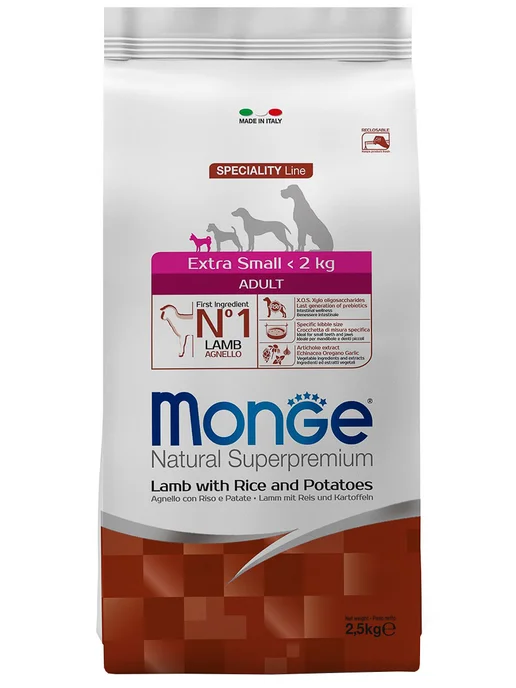 Сухой корм MONGE Speciality для собак, мелкие, ягненок, 2,5 кг, фото 2