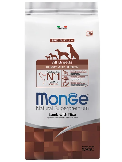 Сухой корм MONGE Speciality для собак, щенки, ягненок, 2,5 кг, фото 2