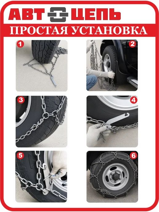 Автоцепь Цепи противоскольжения K24x9-11"сота" 5мм (компл-2шт, 9кг), 24x911, 2 шт, фото 4