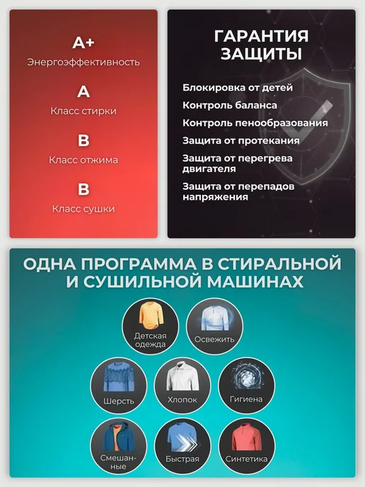 Haier Комплект в колонну Хаер HW80-BP14969A и HD70-A929E, белый, фото 3