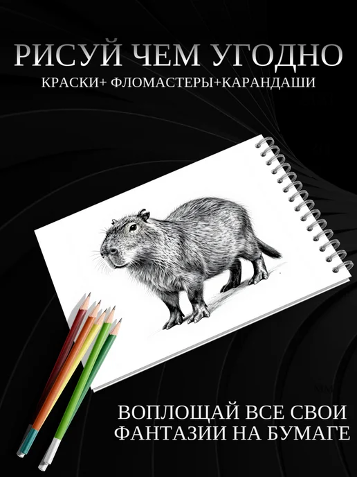 Альбом для рисования плотный А4 200 гр с Котиком, 200 г, фото 3