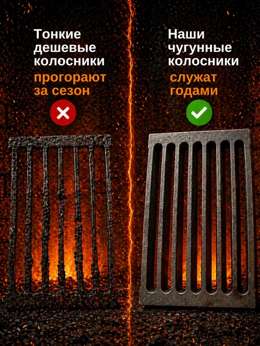 Чугунок.бай Колосник чугунный для печи 300х195х25мм, серый, фото 2