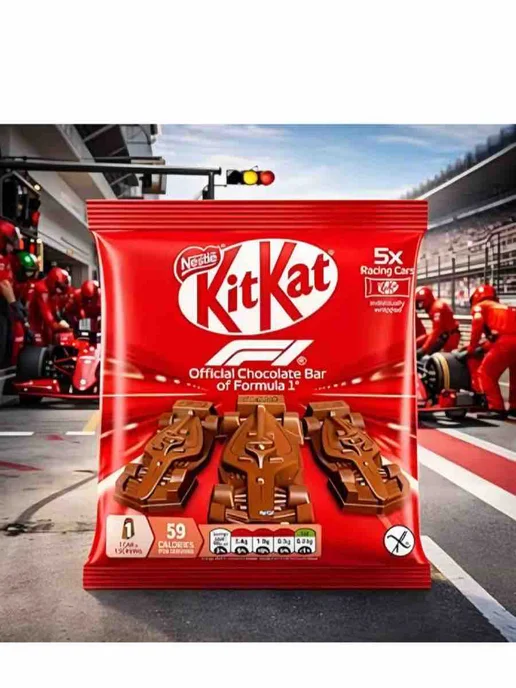 Шоколад в форме болида KitKat F1 Формула 1, 5 шт по 11 г, 11 г, 29 г, фото 6