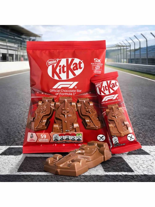 Шоколад в форме болида KitKat F1 Формула 1, 5 шт по 11 г, 11 г, 29 г, фото 7