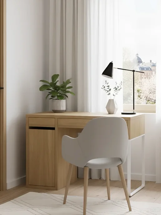 СкандиЛайн Стол письменный МИККА IKEA, 105×75×50, дуб сканди, 105x75x50, фото 2