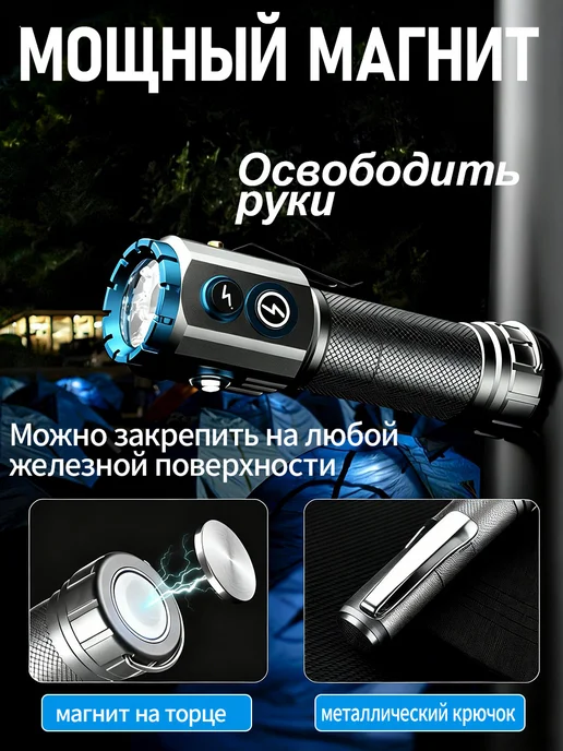 магнитный мини водонепроницаемый фонарик для дома кемпинг, вариант, фото 2