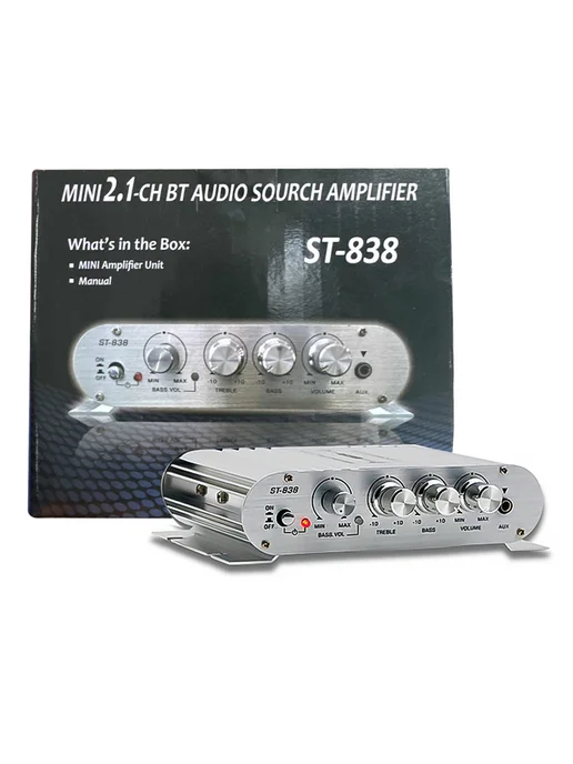 UHEV для ST-838 HiFi усилитель 2.1, мощность 80W*2, серебро, 80 Вт, фото 3