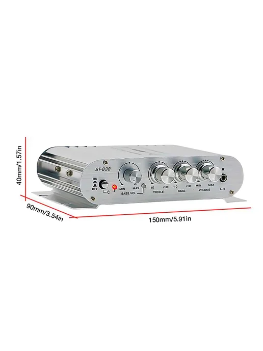 UHEV для ST-838 HiFi усилитель 2.1, мощность 80W*2, серебро, 80 Вт, фото 4