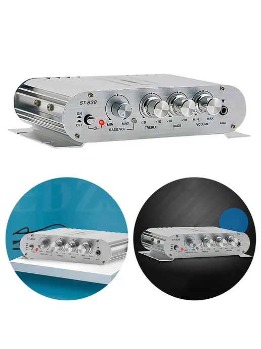 UHEV для ST-838 HiFi усилитель 2.1, мощность 80W*2, серебро, 80 Вт, фото 5