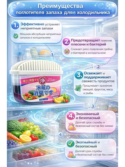 BloomyShop2 Поглотитель свежести для холодильника и морозилки контейнер, вариант, фото 4