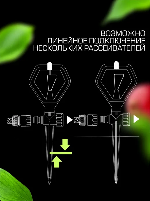 Урожайная сотка Разбрызгиватель садовый для полива вращающийся на шланг, серый, фото 7