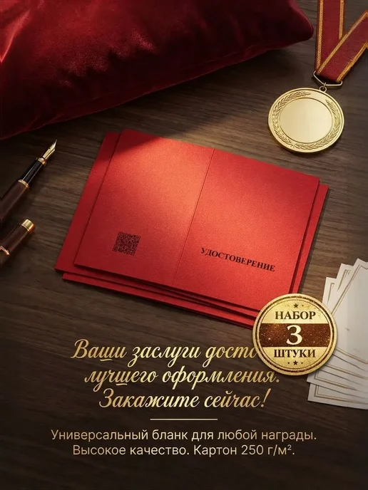Набор 3 удостоверения к знаку, медали "Универсальное" 10*14, 10x14, фото 5