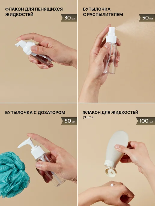 andabags Дорожный набор флаконов для путешествий, зеленый, фото 5
