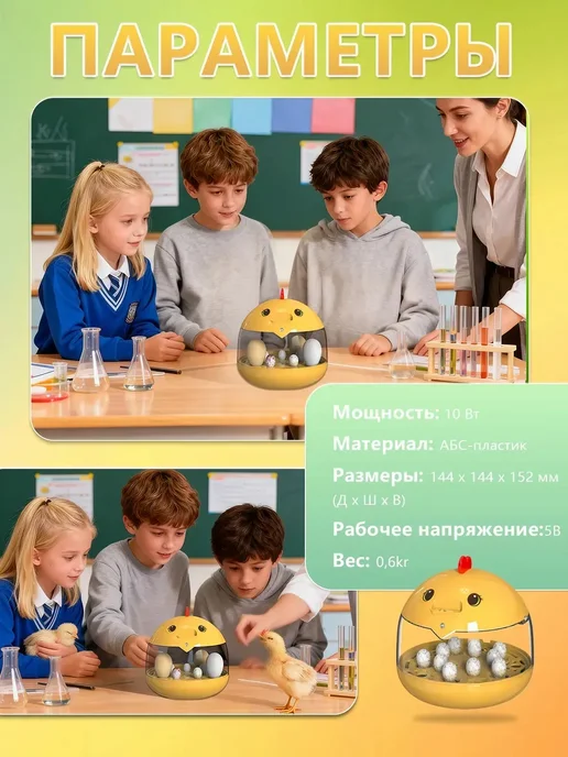Мини автоматический инкубатор для яиц для дома и обучения, вариант, фото 7