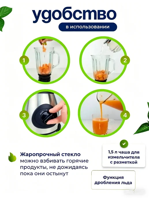 Многофункциональный блендер для соков и смузи, домашний, черный, фото 2