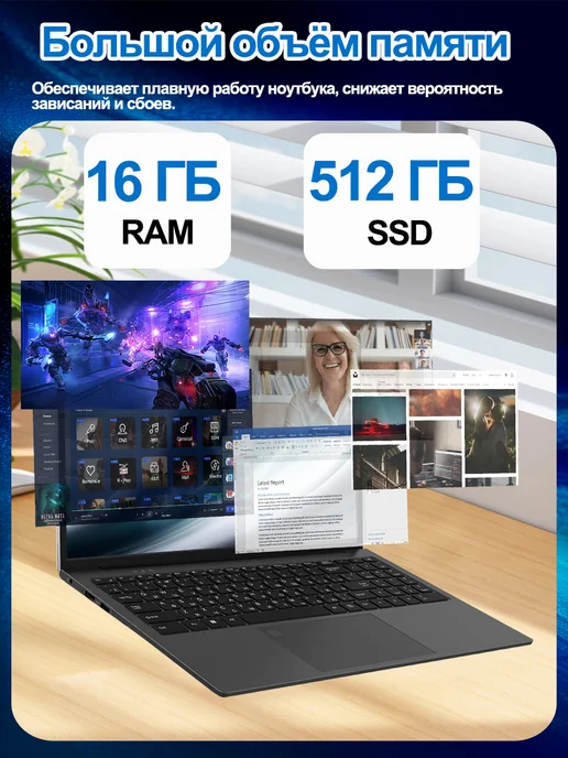 Acseuaieub ноутбук игровой AMD R5 для работы и учебы 15.6" 16ГБ 512ГБ, 16 ГБ, 512 ГБ, фото 6