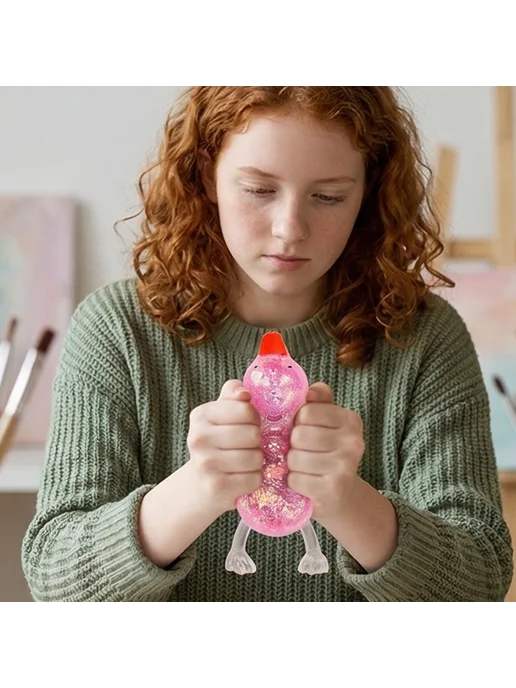 Мягкая антистресс игрушка Sensory Fidgets Animal для снятия, розовый, фото 2