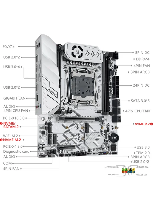 Machinst x99 материнской платы U9 Комплект 2667 V4 16ГБ DDR4 ARGB TPM, 16 ГБ, фото 2