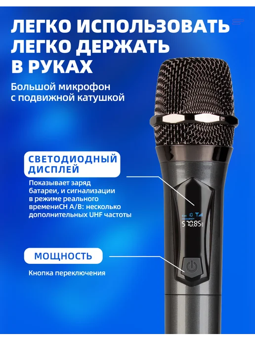Depusheng LK1 черный ручной беспроводной микрофон, черный, фото 5