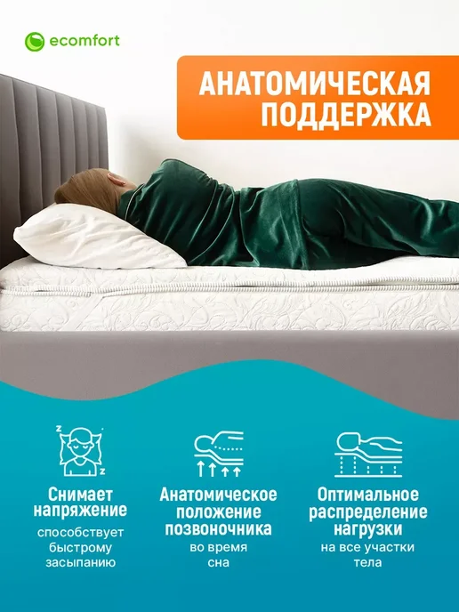 Ecomfort Матрас топпер 80х190 "Фитнес" с массажным эффектом, 80x190, фото 6