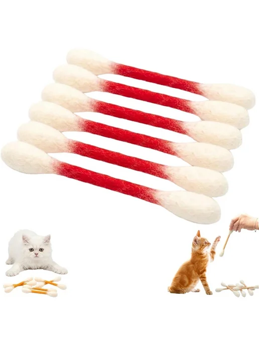 Игрушка для кошек в виде ватной палочки с кошачьей мятой, 6 шт
