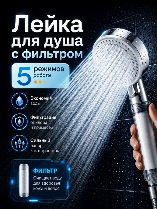 STARTON Лейка для душа с фильтром, серый