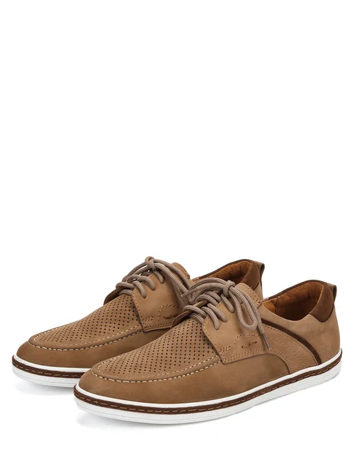 RESPECT Полуботинки мужские летние натуральные с перфорацией, бежевый, фото 7