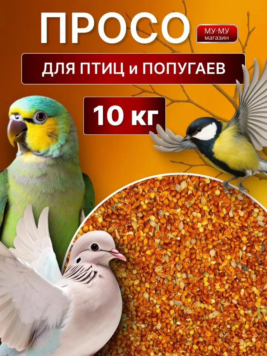 Просо 10кг корм для попугаев птиц (мешок)