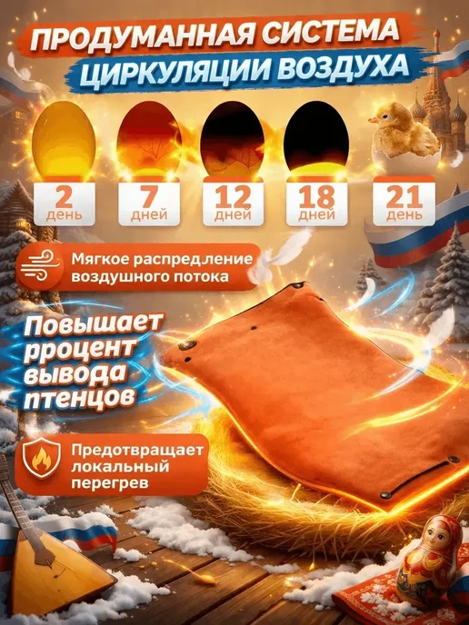 Инкубатор для яиц автоматический с терморегулятором, оранжевый, фото 2