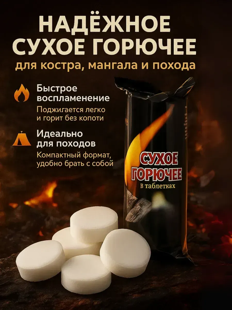 Сухое горючее в таблетках для костра походов мангала