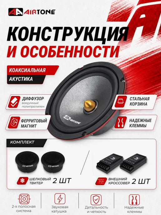 AirTone Динамики 16 NITRO 6.5 Компонентные, черный, фото 2