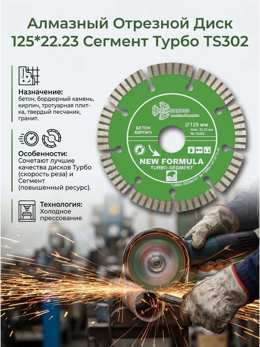 Диск алмазный отрезной Turbo-Segmentо TS302