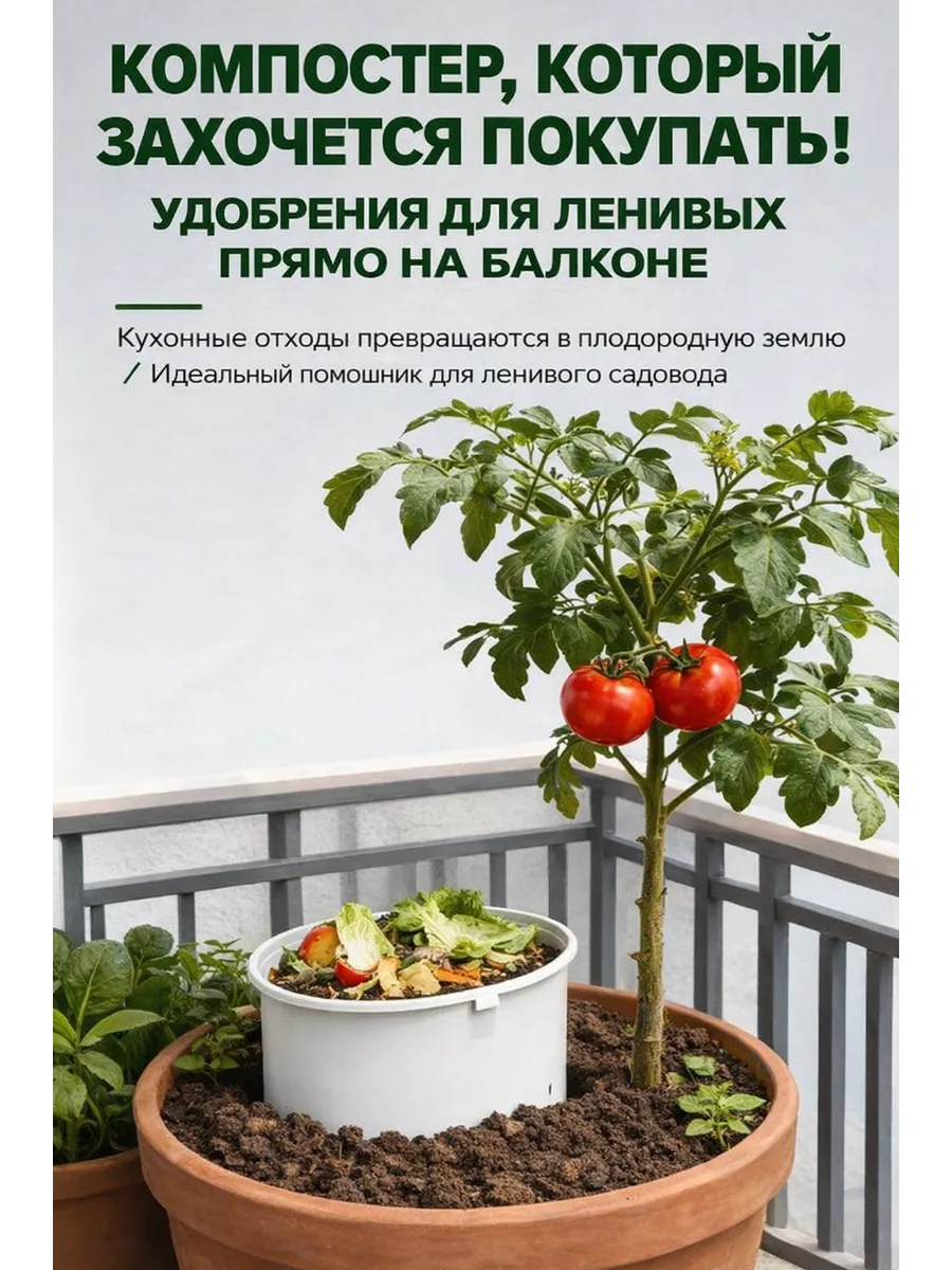 Компостер садовый круглый пластиковый усиленный, 9 x 1.7 л