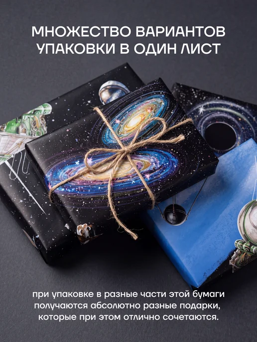 Cards for you and me Бумага упаковочная подарочная космос постер на стену, вариант, фото 3