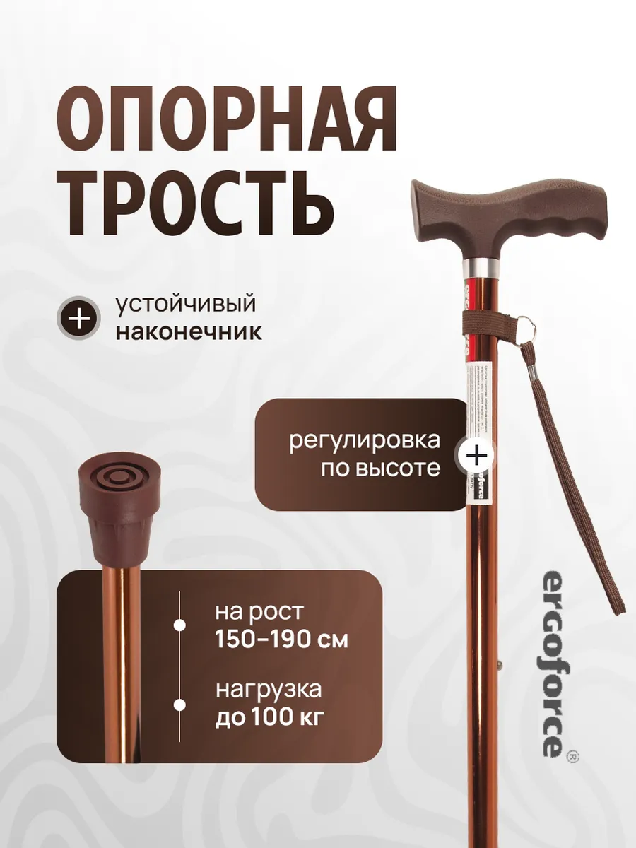 Трость опорная женская для ходьбы и реабилитация без УПС