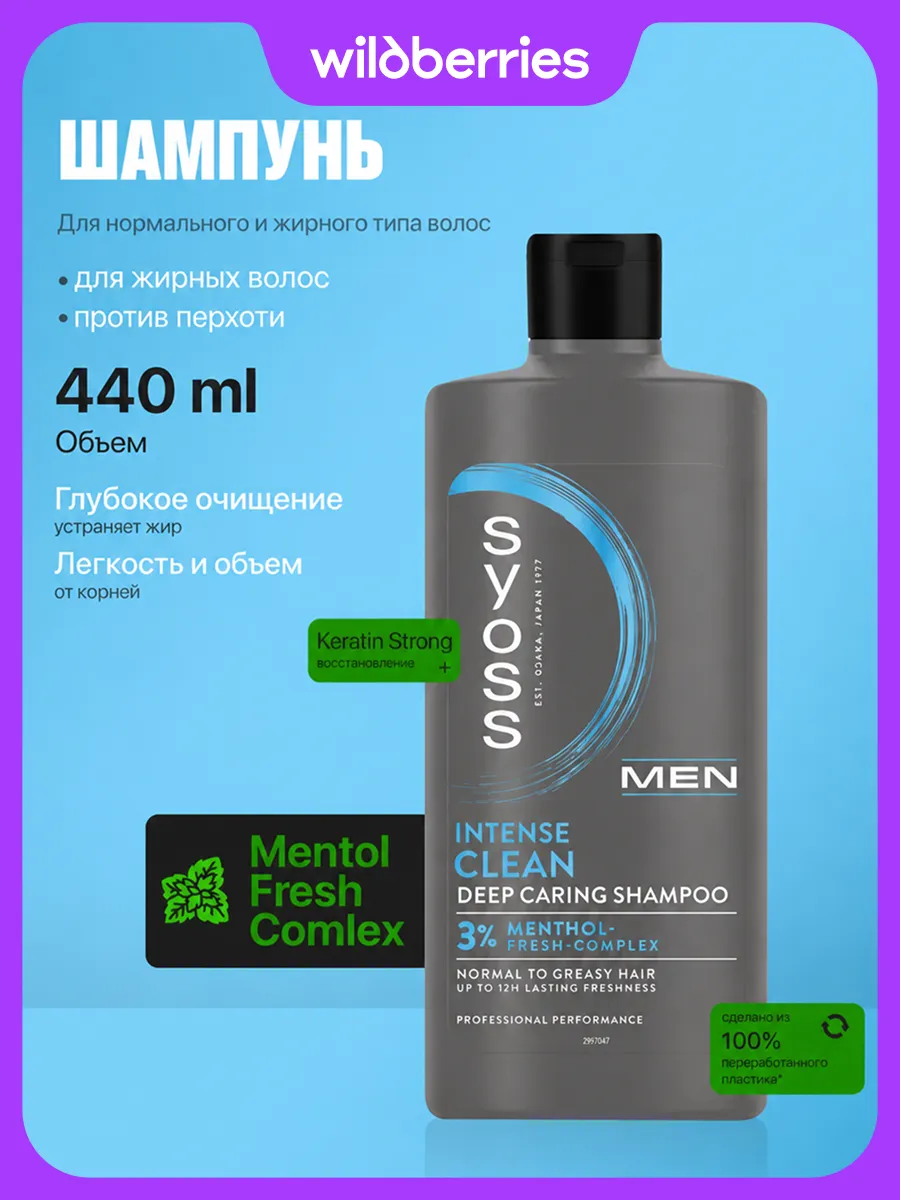 Шампунь мужской Men Clean, очищение, 440 мл