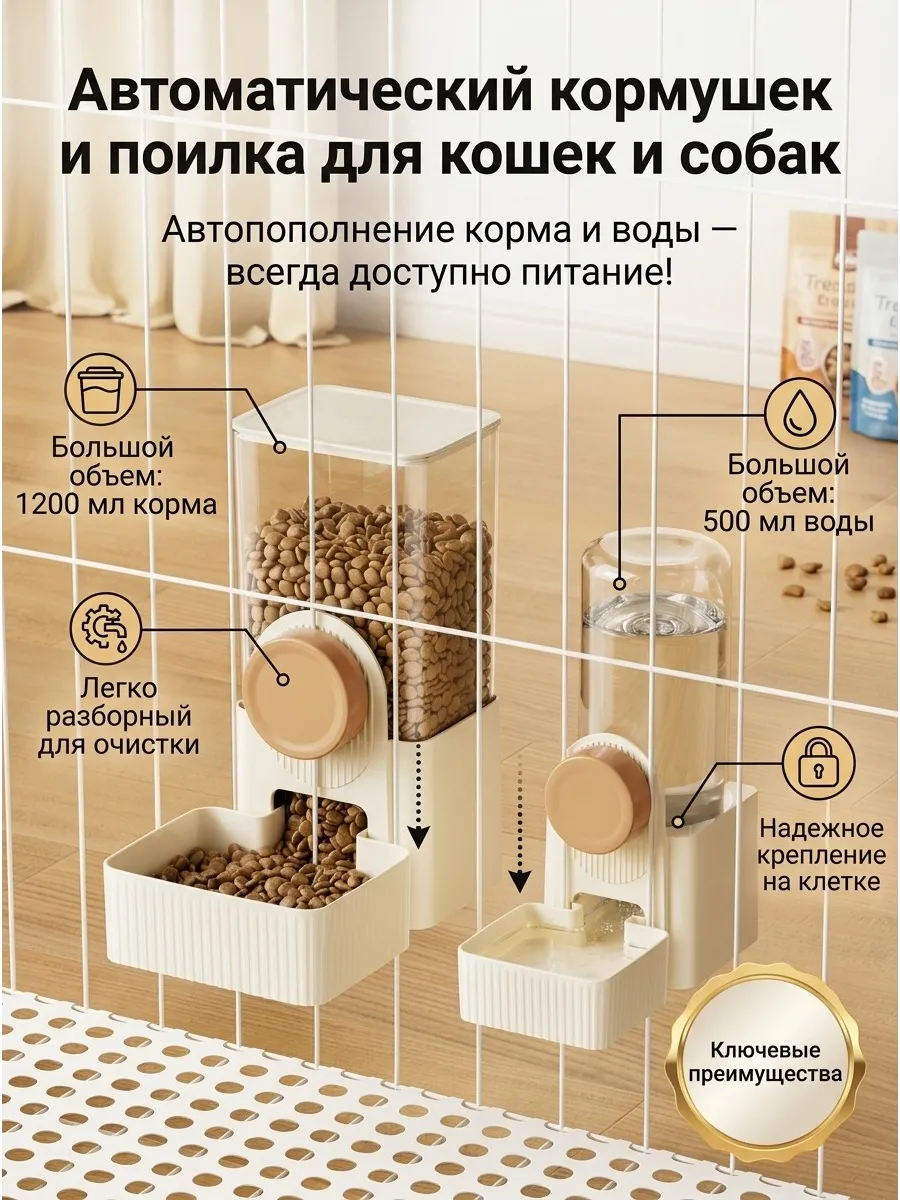 Автоматическая Кормушка и Поилка для Кошек и Собак