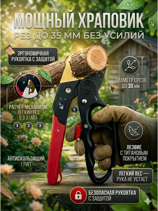 ded Moroz Секатор садовый ручной для обрезки деревьев и кустарников, вариант, фото 7