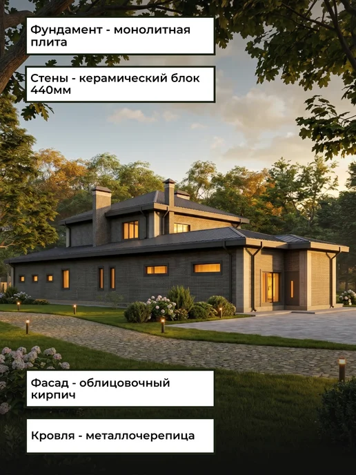 Онлайн проекты Проект двухэтажного дома из газобетона с 4 спальнями 364м2, вариант, фото 7