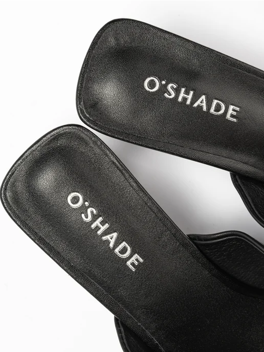 O`SHADE Мюли женские на каблуке с открытым носом, черный, фото 7
