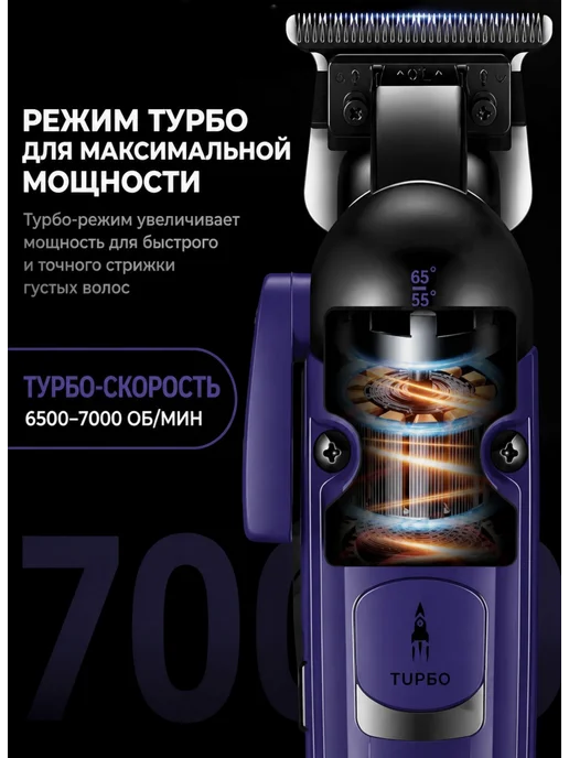 VGR Триммер профессиональный с углом наклона лезвий, фиолетовый, фото 6