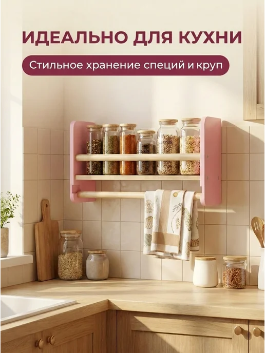 ELKA Lab Полка настенная детская, розовый, фото 5