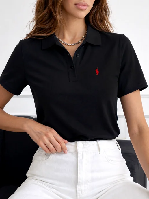 ZHABKA Футболка поло классическая polo с вышивкой pinterest, черный, фото 3