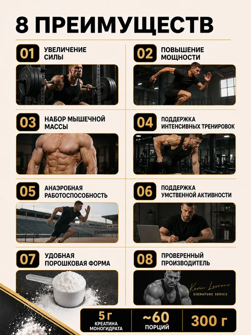 Kevin Levrone Креатин моногидрат Anabolic Creatine Кевин Леврон 300 г, 300 г, фото 3