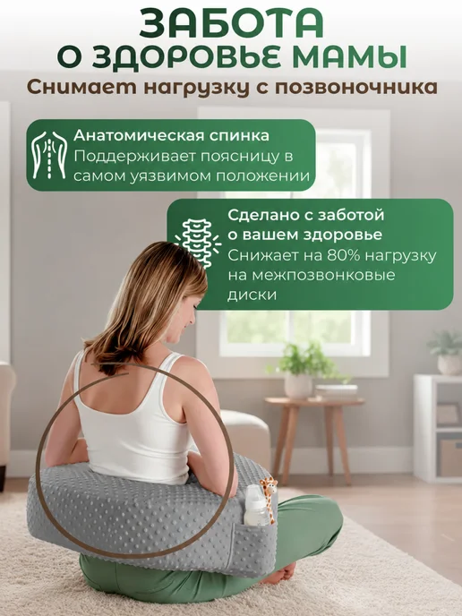 STOLZZ Подушка для кормления новорожденных грудью, серый, фото 2