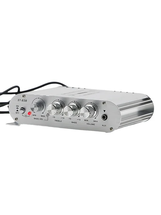 Усилитель HiFi 2.1 для авто и дома ST-838, 80W*2, серебро, 80 Вт, фото 2