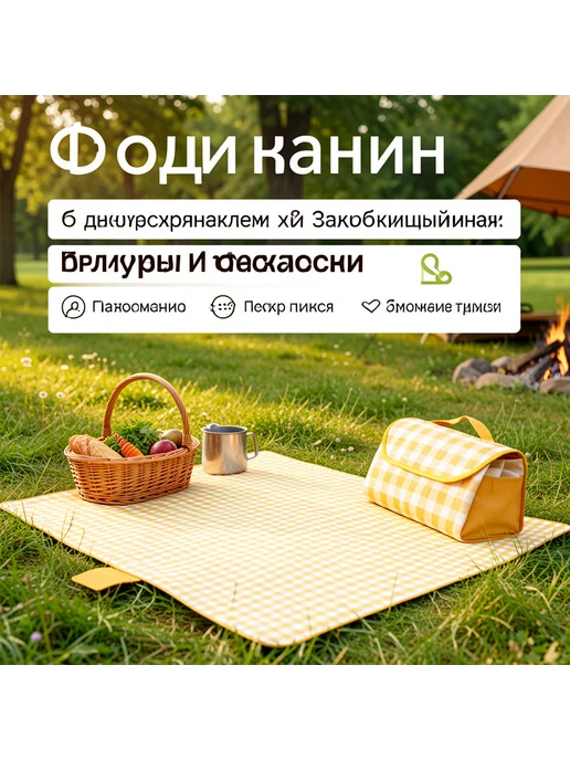 Коврик для пикника, желтый, фото 4