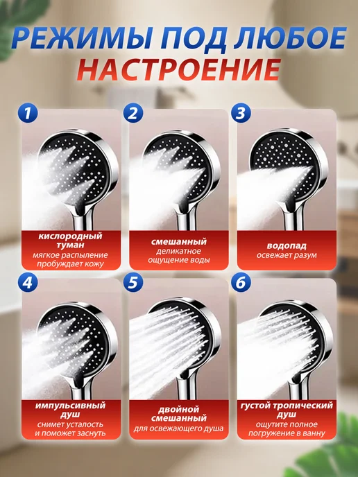 Werdels лейка для душа большая 8 режимов, черный, фото 3