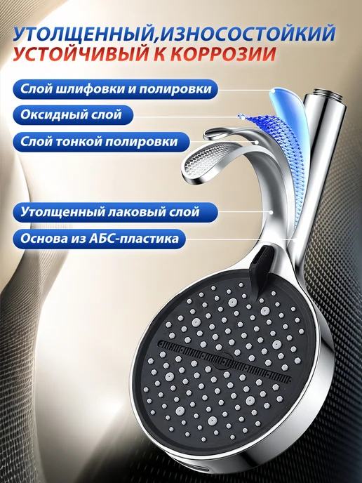 Werdels лейка для душа большая 8 режимов, черный, фото 6