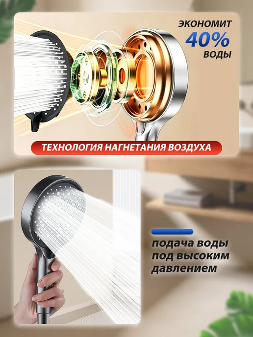 Werdels лейка для душа большая 8 режимов, черный, фото 8